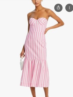 Aqua Pink and White Striped Summer Dress